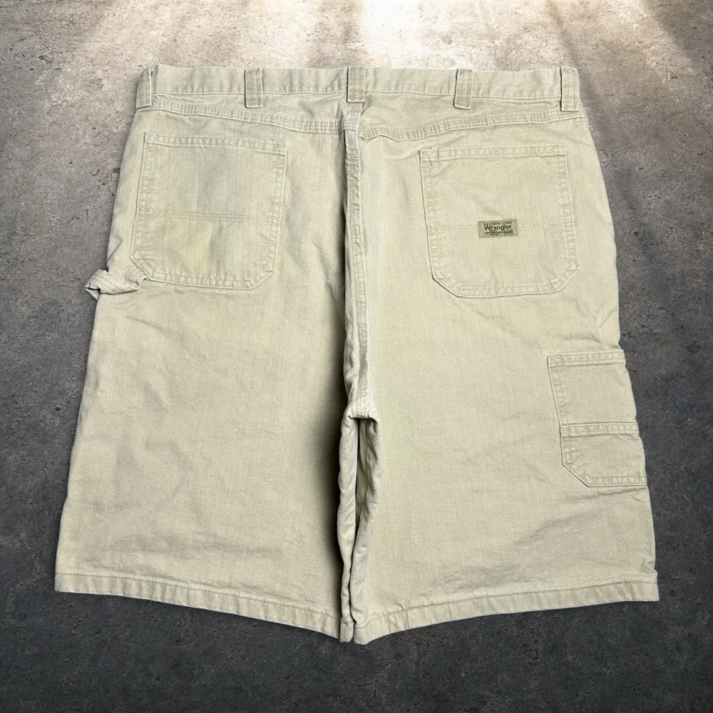 Wrangler Carpenter Shorts Tan Khaki Baggy Skater Y2K Vintage Mens Size 40